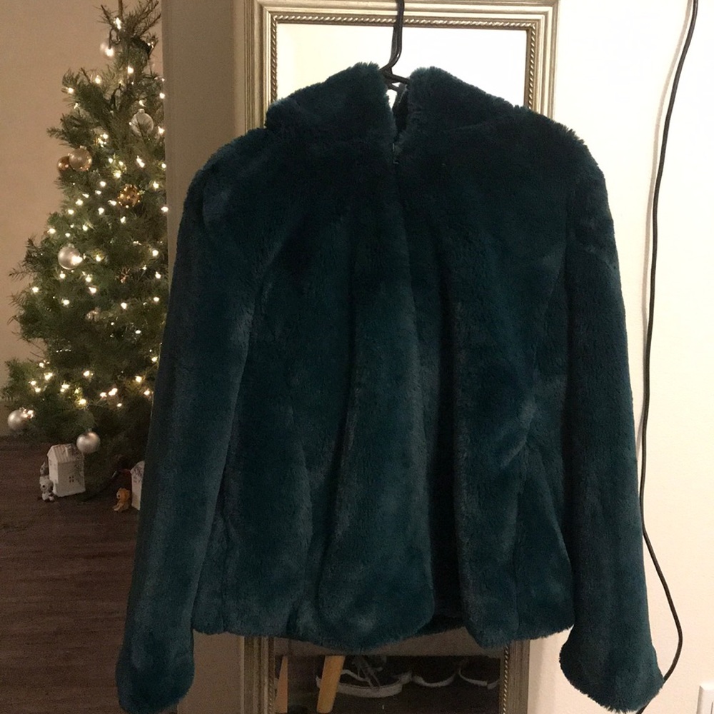Forest green plush coat